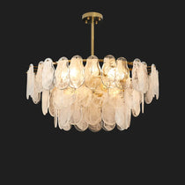 Cloude Modern 3 Tiered Cloud Glass Chandelier Adjustable Hanging Rod, 8-Light