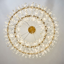 Postmodern Two-Tier Ring Crystal Chandelier