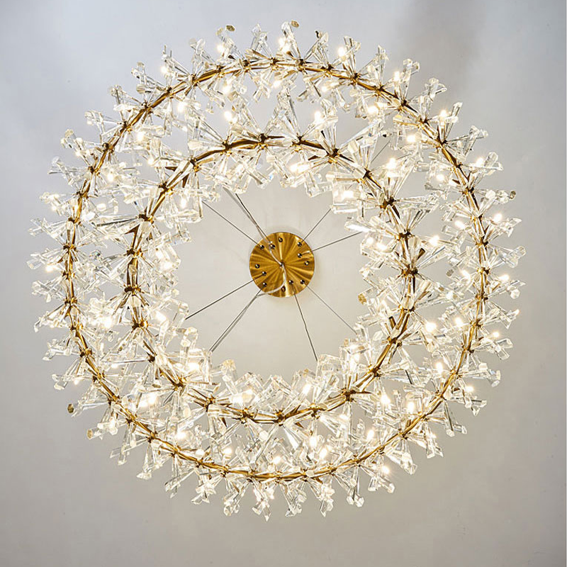 Postmodern Two-Tier Ring Crystal Chandelier