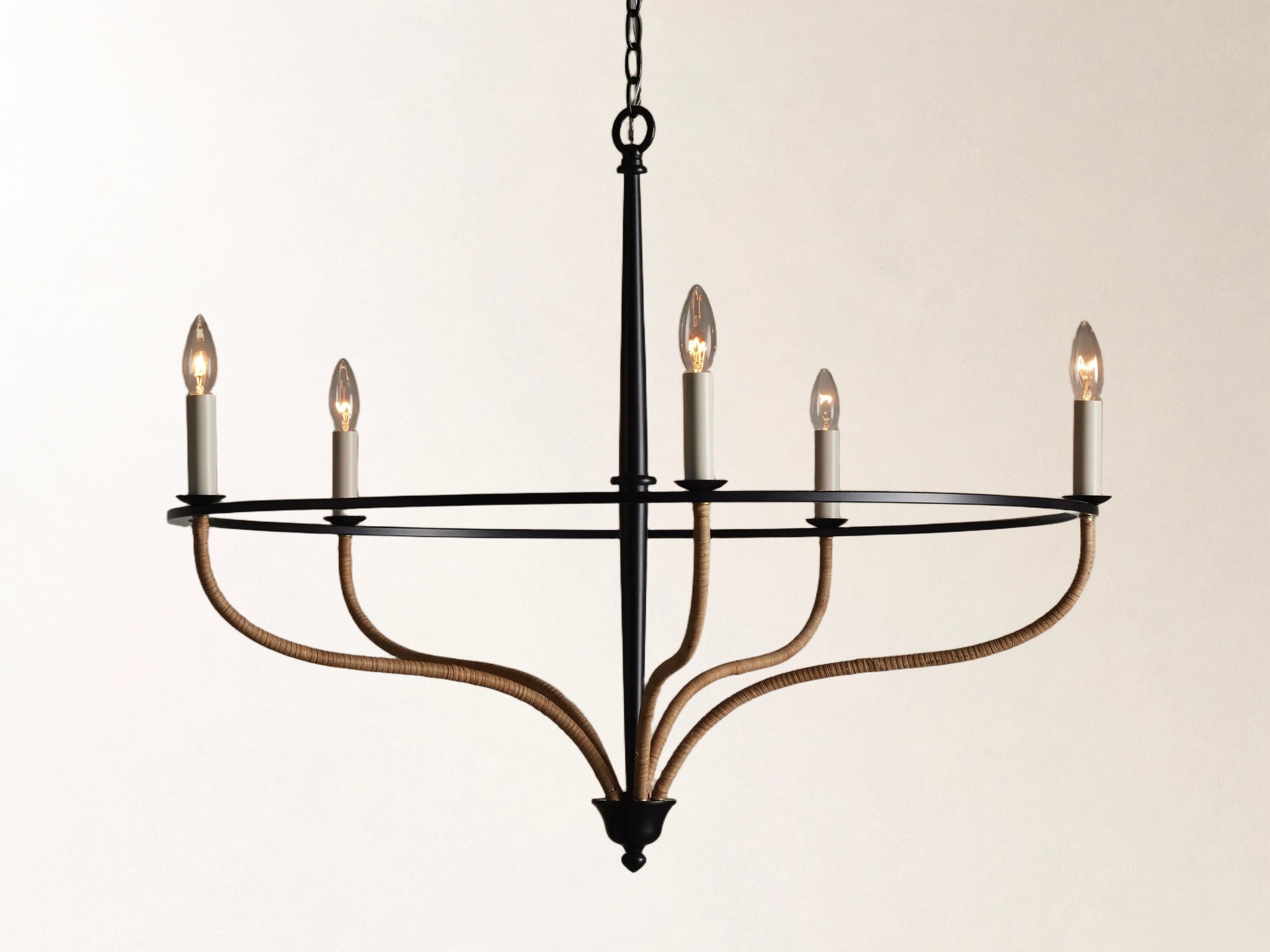 Rosalind Rattan Chandelier in Black