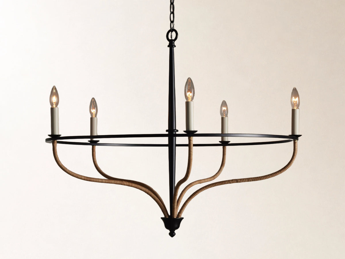 Rosalind Rattan Chandelier in Black Main image