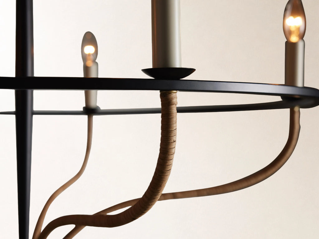 Rosalind Rattan Chandelier in Black