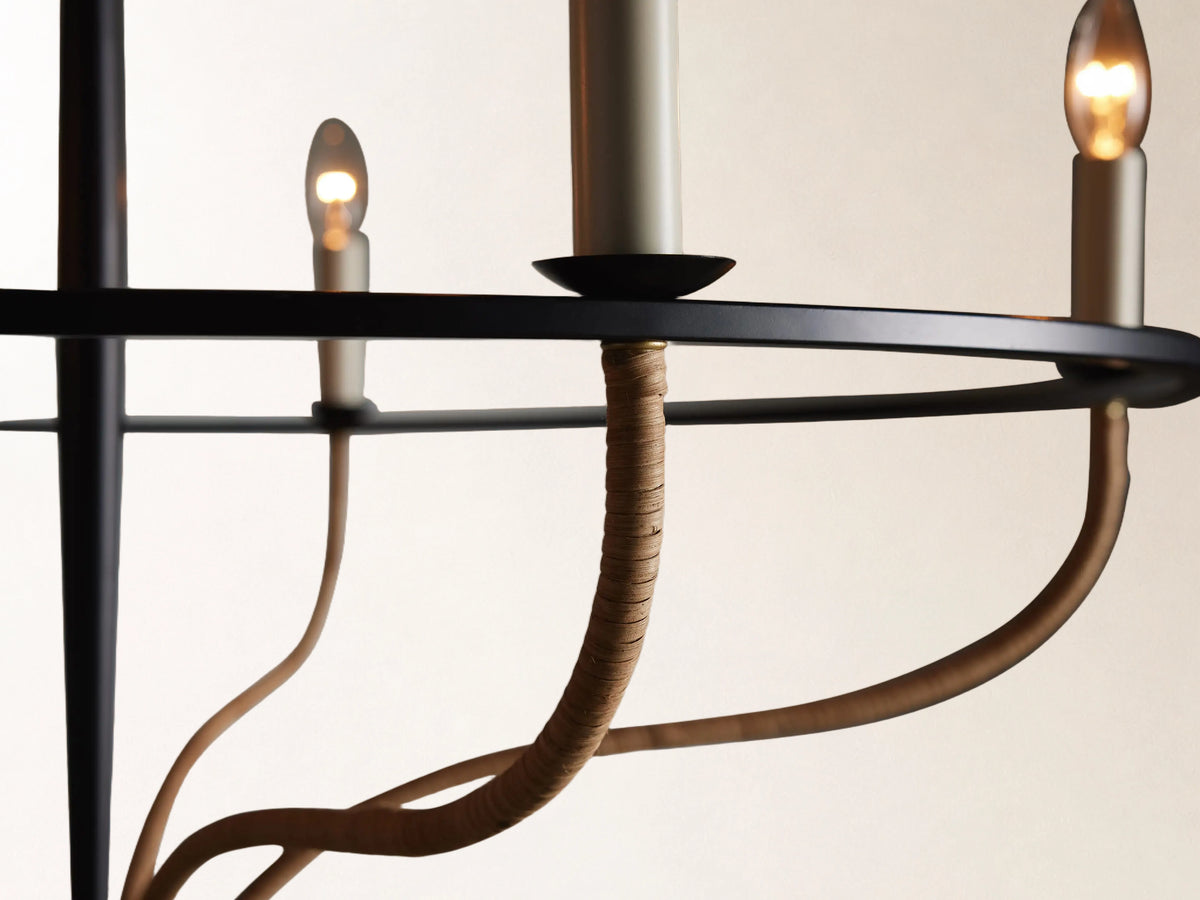 Rosalind Rattan Chandelier in Black