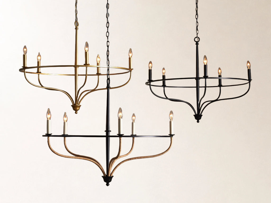 Rosalind Rattan Chandelier in Black