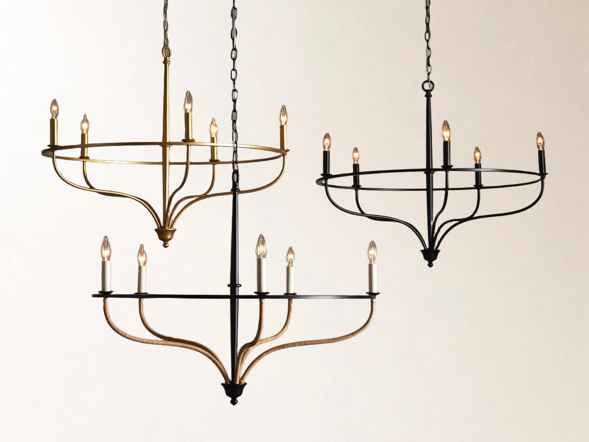 Rosalind Rattan Chandelier in Black