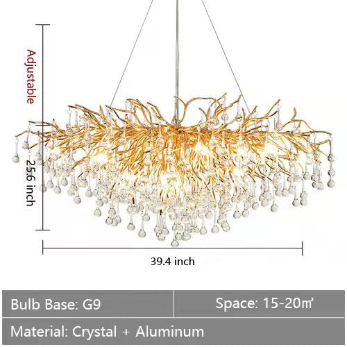 Raindrop Crystal Stunning Tree Branch Crystal Chandelier For Living Dining Room