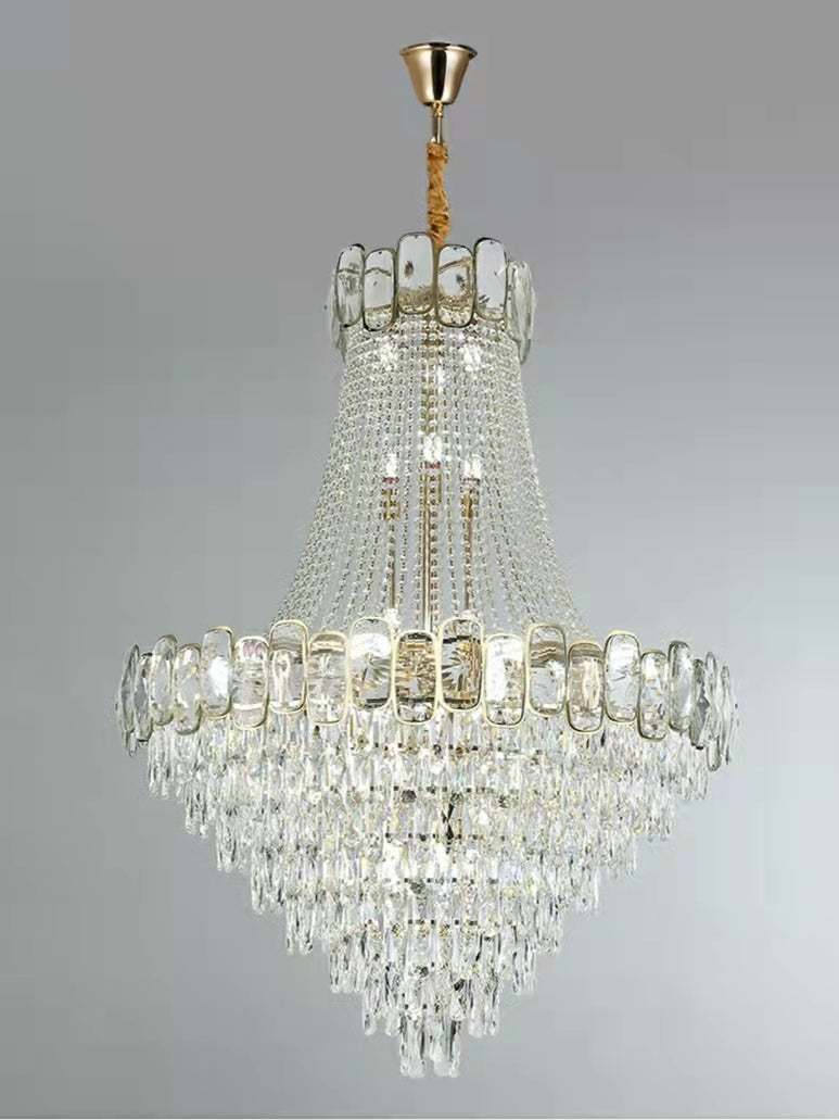Foyer Staircase Chandelier Luxury K9 Crystal Ceiling Light For Living Room / Hallway
