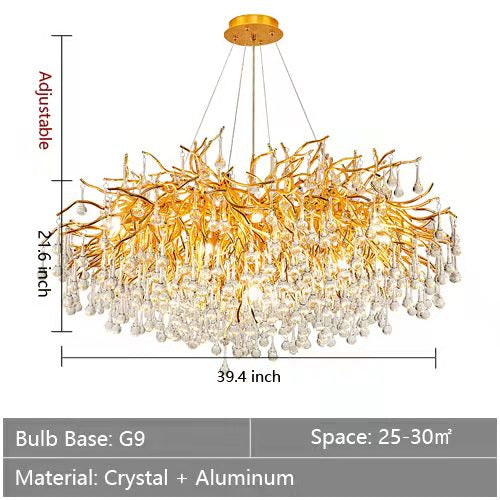 Raindrop Crystal Stunning Tree Branch Crystal Chandelier For Living Dining Room
