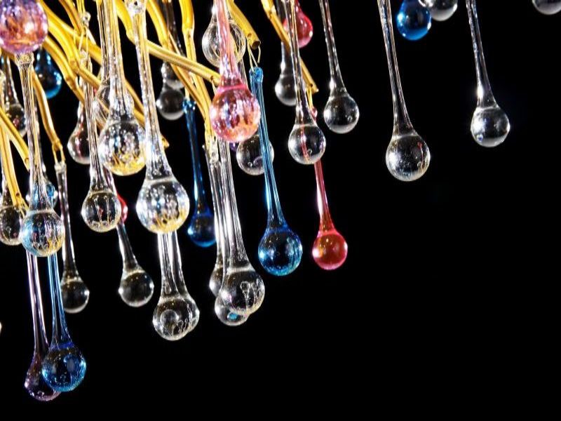 Raindrop Colorful Crystal Long Dining Branch Chandelier