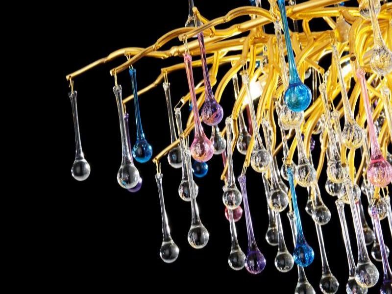 Raindrop Colorful Crystal Long Dining Branch Chandelier