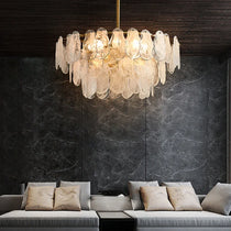 Cloude Modern 3 Tiered Cloud Glass Chandelier Adjustable Hanging Rod, 8-Light