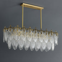 Golden Leaves Flake Crystal  Chandelier brass