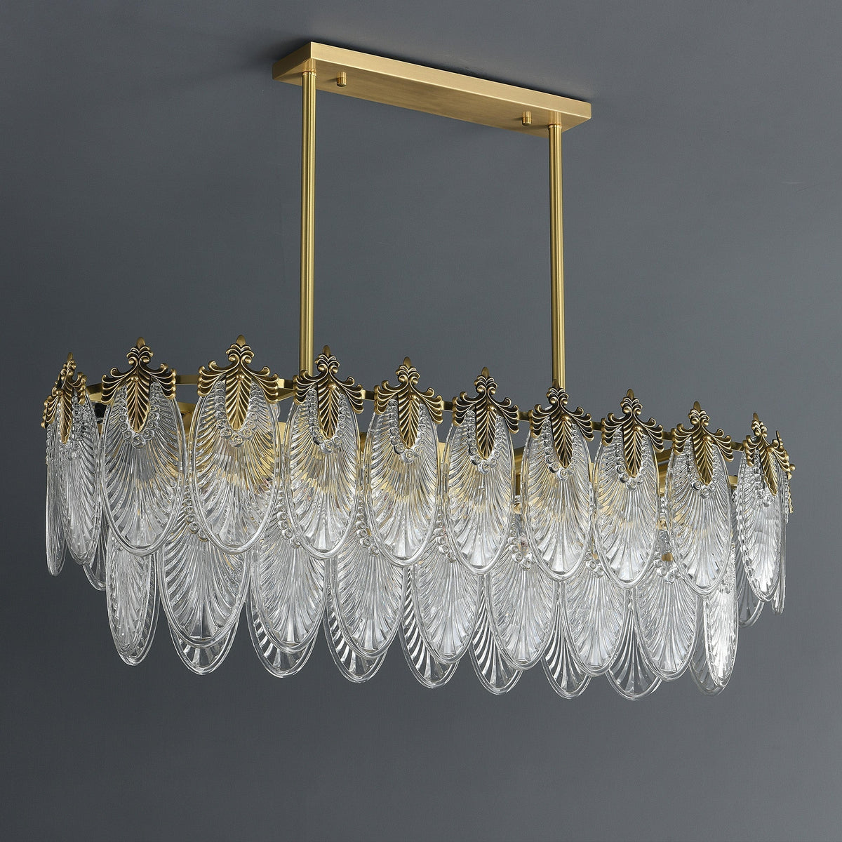 Golden Leaves Flake Crystal  Chandelier brass