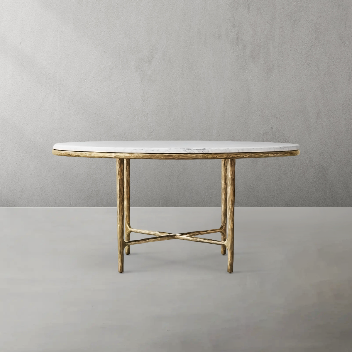 Hand-Forged Metal Marble Round Dining Table Main image