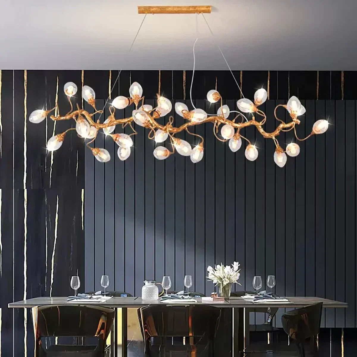 Art Clear Elegance Bubble Branch Linear Chandelier
