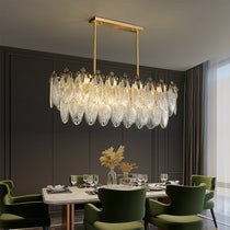 Golden Leaves Flake Crystal  Chandelier brass
