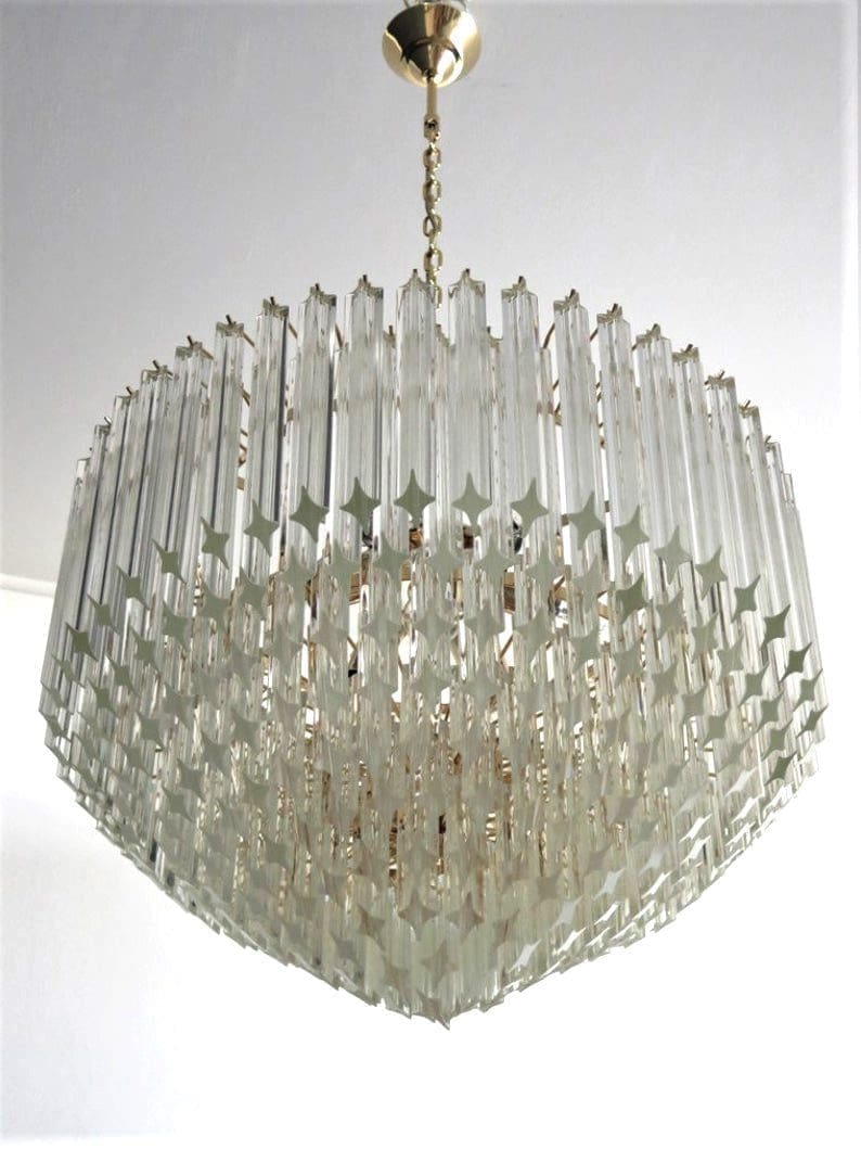 Murano Glass Chandelier – Quadriedri – 265 prisms – Transparent