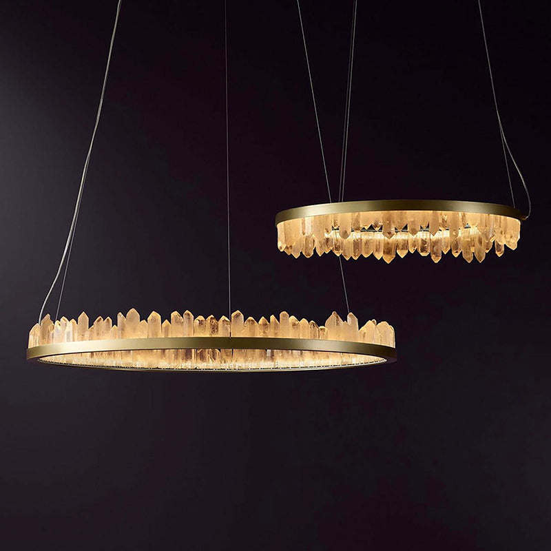 Cervine Quartz Stone Round Chandelier 36"