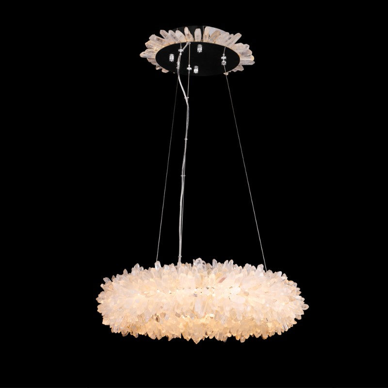 Cervine Quartz Stone Round Clear Geode Quartz Crystal Ring Chandelier