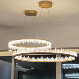 Designer 36 Inch Round Modern Chandelier Brass & Clear Geode Quartz Crystal Hanging Light - CasaraHouse