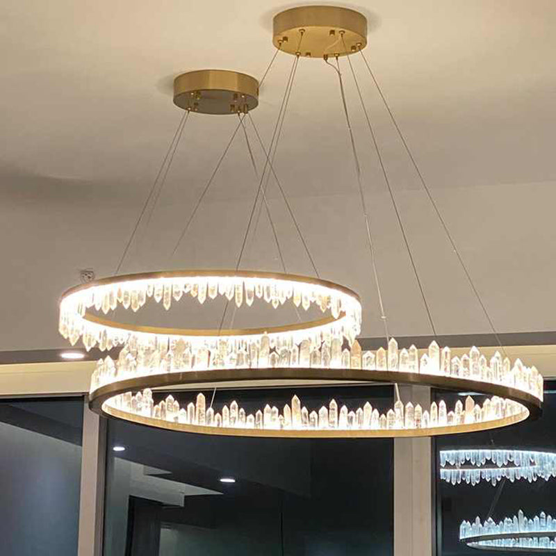 Cervine Quartz Stone Round Chandelier 36"