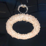 Premium 24-47 Inch Round Clear Geode Quartz Crystal Ring Pendant Light Modern Chandelier for Living Room - CasaraHouse