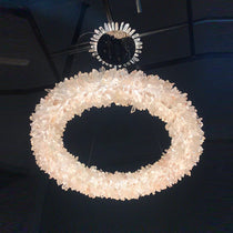 Cervine Quartz Stone Round Clear Geode Quartz Crystal Ring Chandelier
