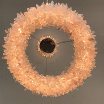 Cervine Quartz Stone Round Clear Geode Quartz Crystal Ring Chandelier