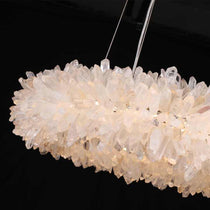 Cervine Quartz Stone Round Clear Geode Quartz Crystal Ring Chandelier