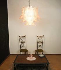 Murano Pink Glass Leaf Chandelier