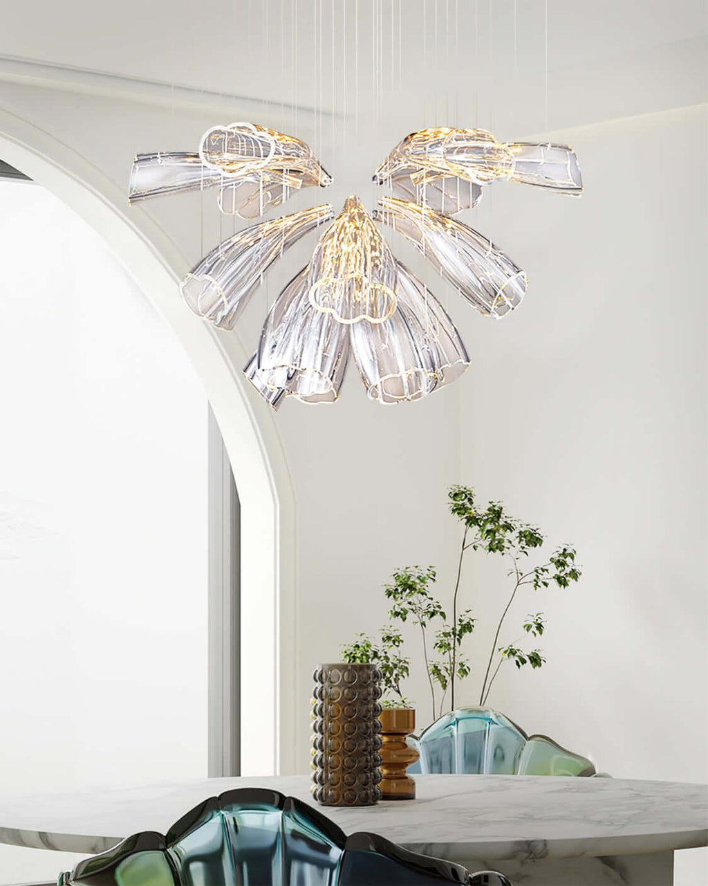 Glass Lotus Chandelier