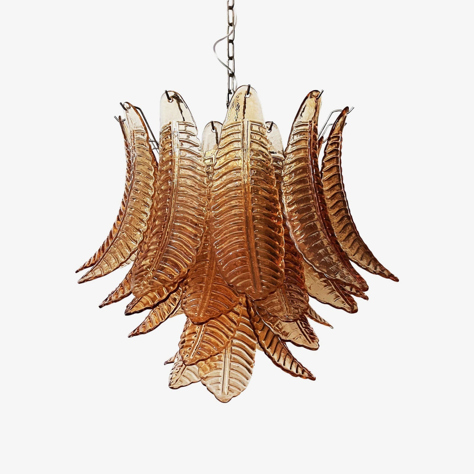 Murano Amber Glass Leaf Chandelier Secondary image