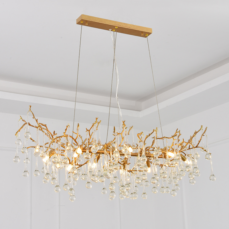 Iris Raindrop Clear Crystal Branch Chandelier