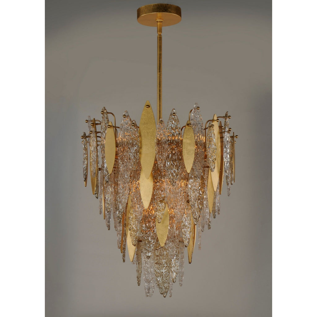 Sylva Champagne Gold Crystal Leaf Chandelier 24'' 33''D