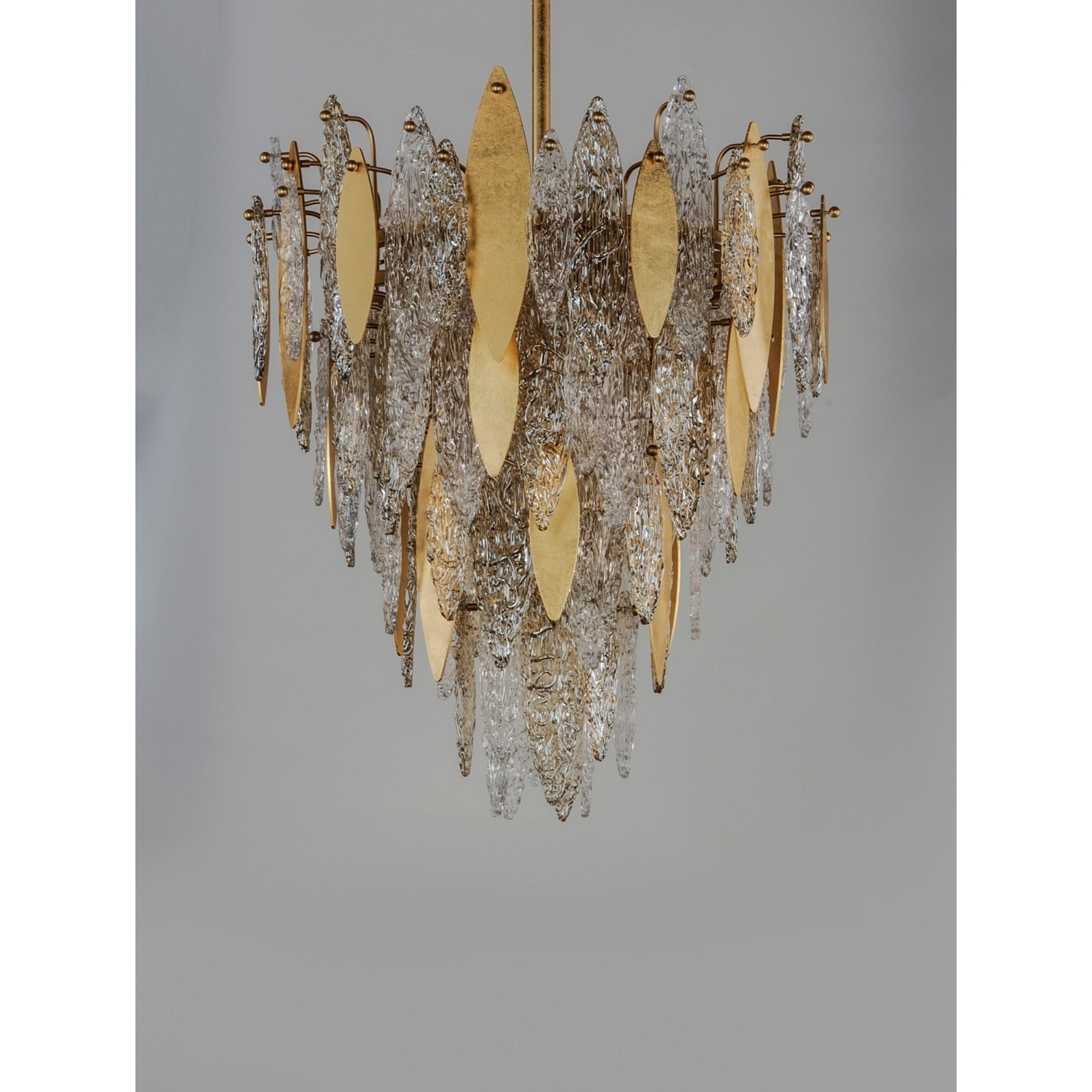 Sylva Champagne Gold Crystal Leaf Chandelier 24'' 33''D