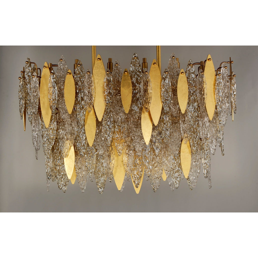 Sylva Champagne Gold Crystal Leaf 18-Light Linear Chandelier 40''L