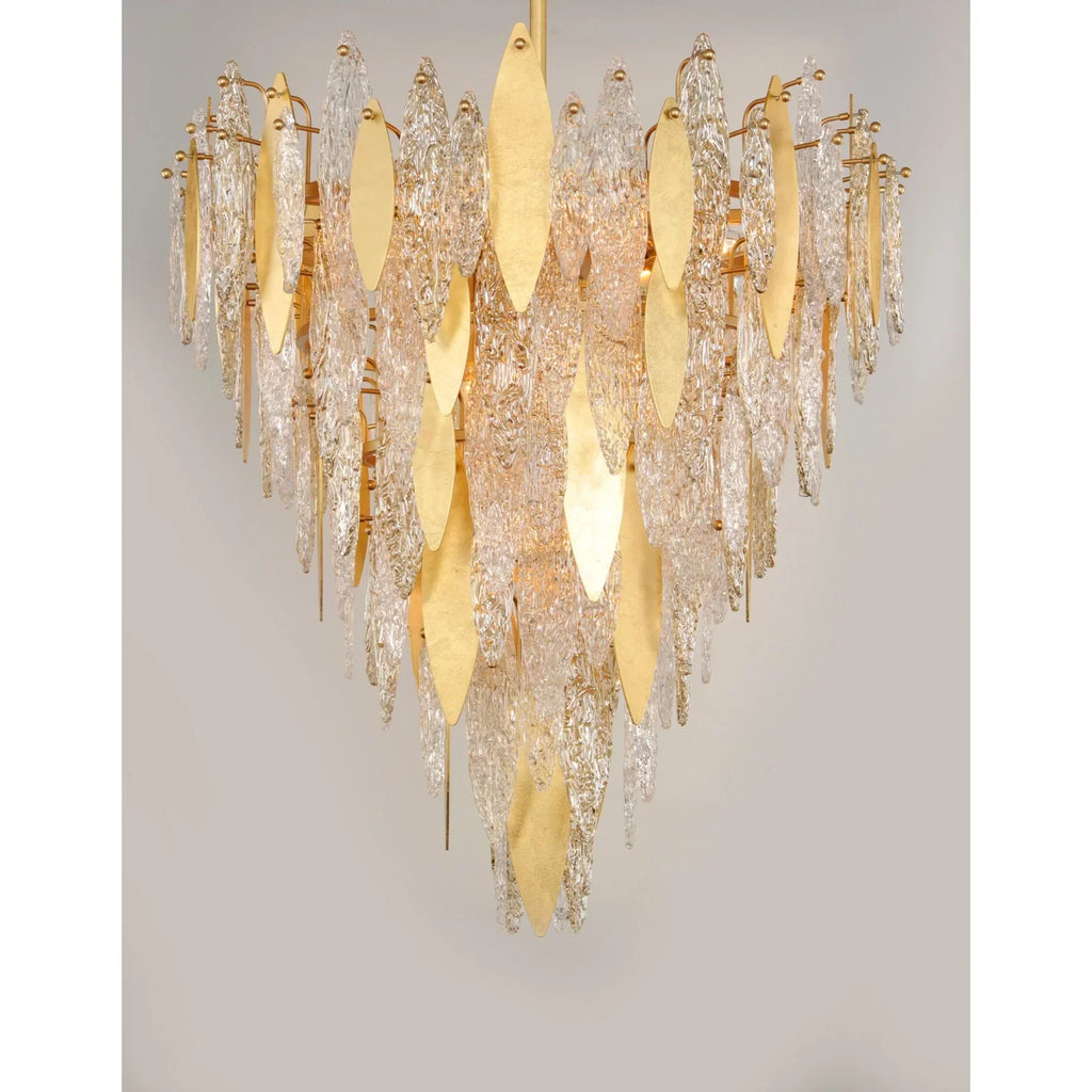 Sylva Champagne Gold Crystal Leaf Chandelier 24'' 33''D