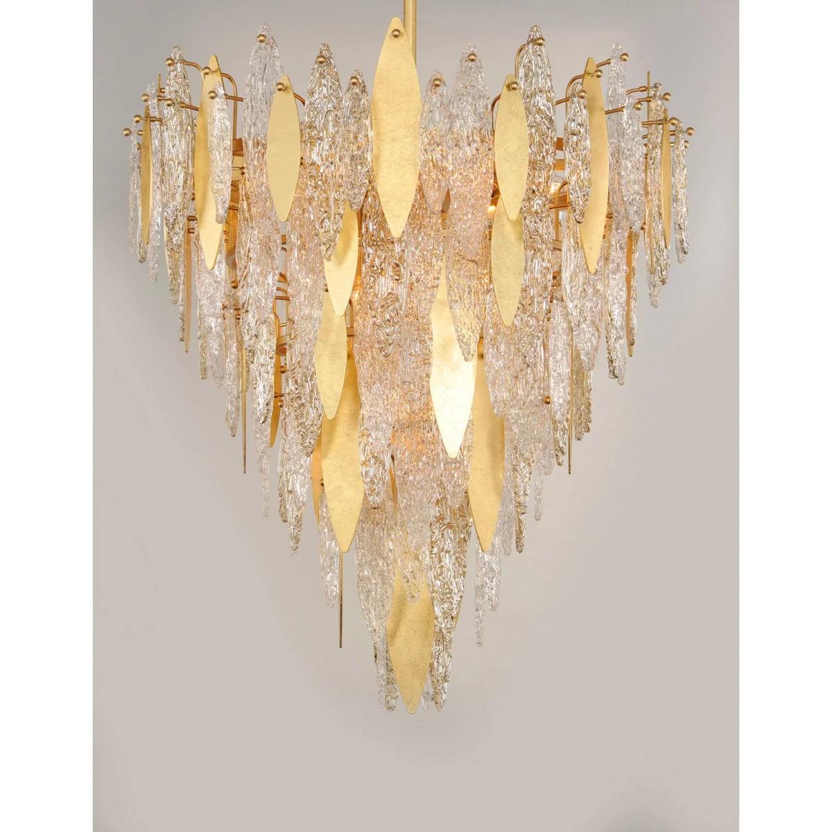 Sylva Champagne Gold Crystal Leaf Chandelier 24'' 33''D