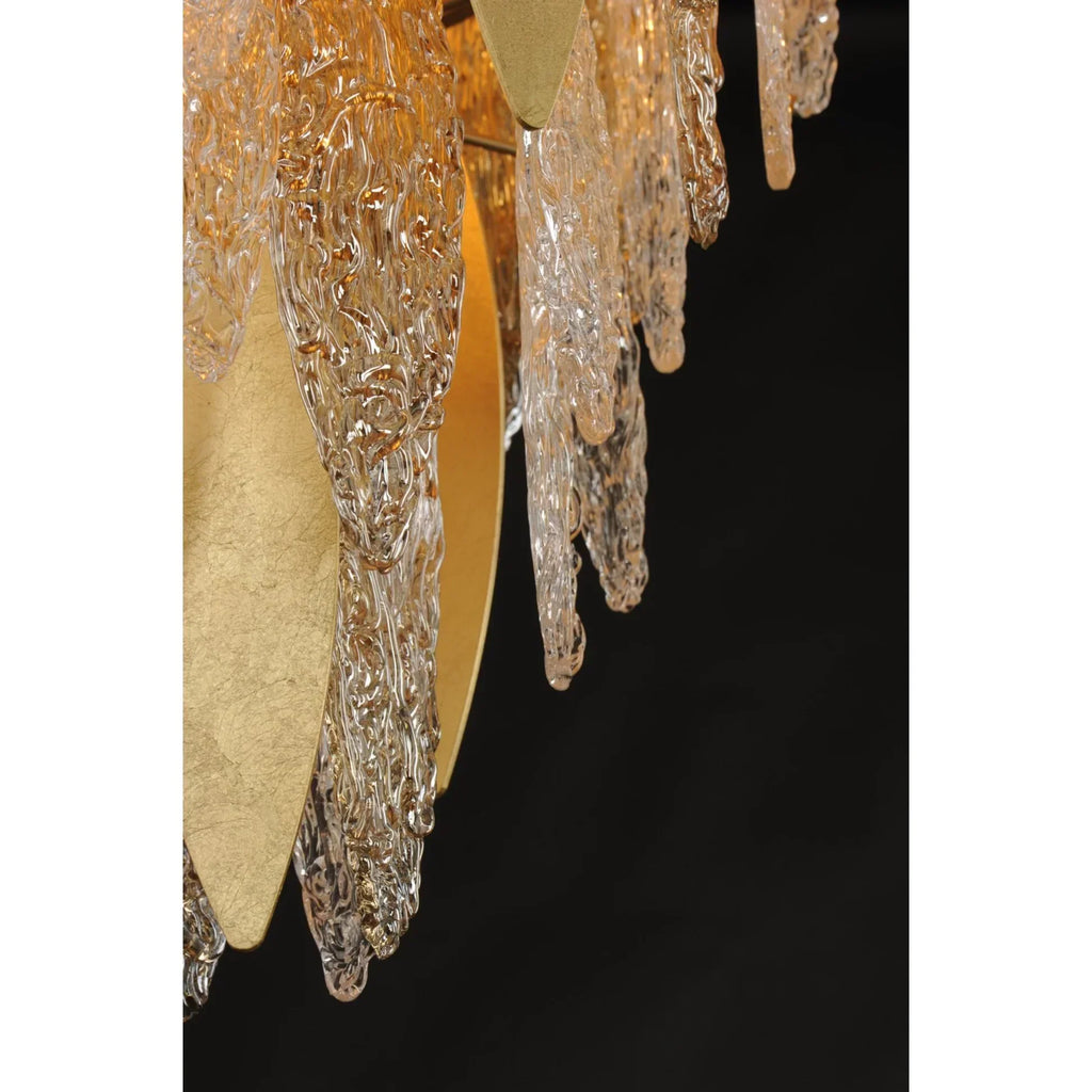 Sylva Champagne Gold Crystal Leaf Chandelier 24'' 33''D