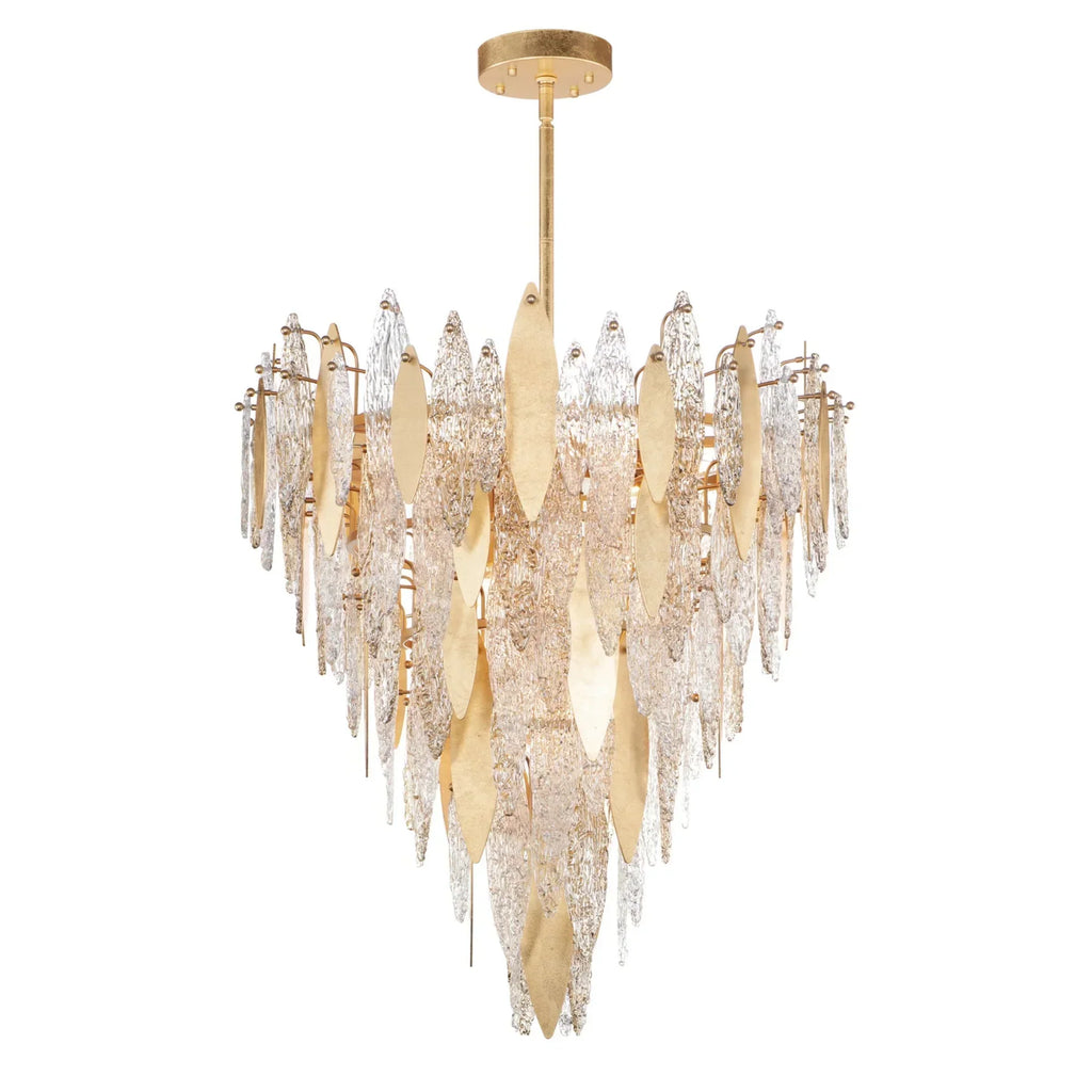 Sylva Champagne Gold Crystal Leaf Chandelier 24'' 33''D