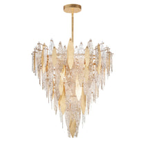 Sylva Champagne Gold Crystal Leaf Chandelier 24'' 33''D
