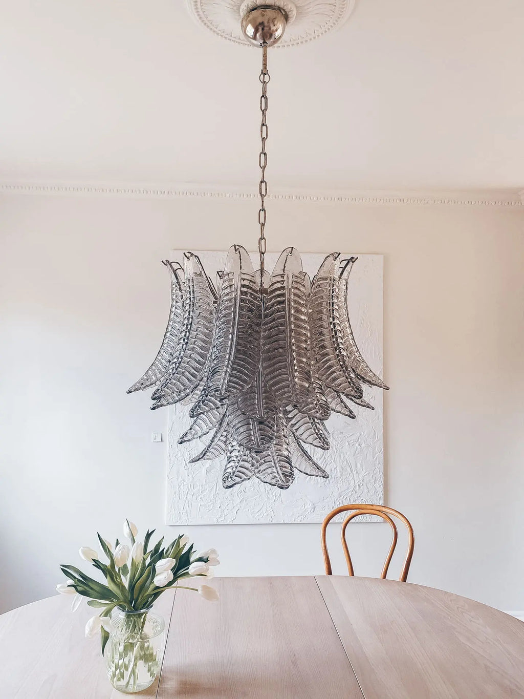Murano Chandelier – 36 glass leaves – Smoked