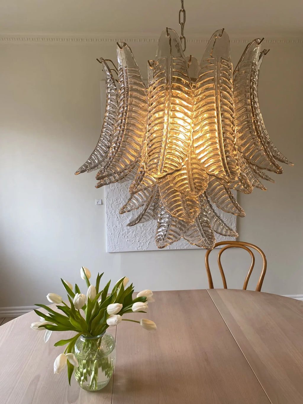 Murano Chandelier – 36 glass leaves – Smoked