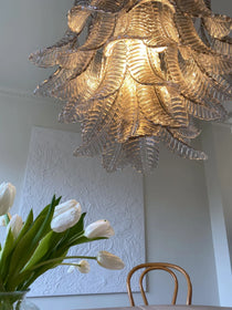 Murano Chandelier – 36 glass leaves – Smoked