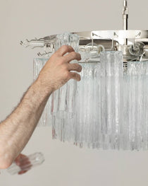 Murano Glass Chandelier – 101 Tuber – Textured – Transparent