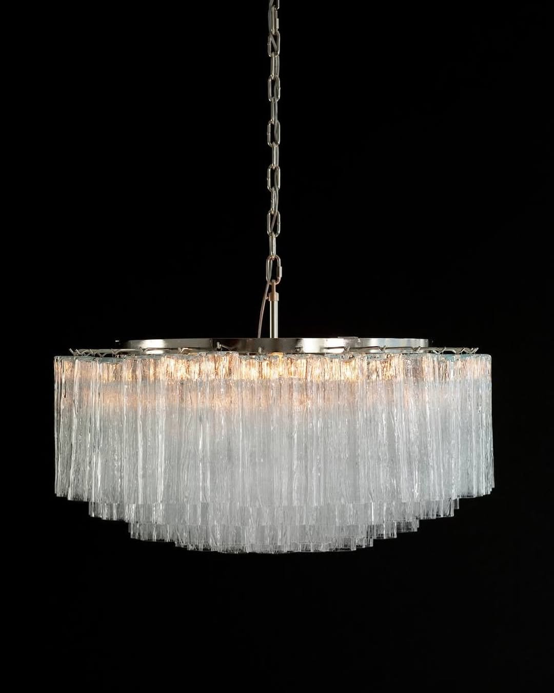 Murano Glass Chandelier – 101 Tuber – Textured – Transparent