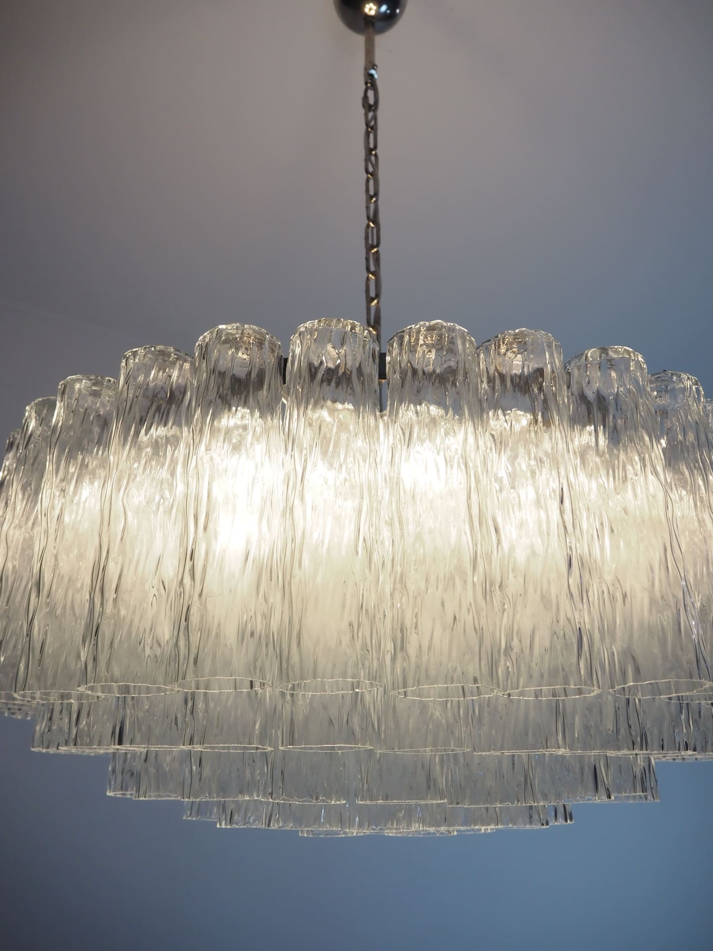 Murano Glass Chandelier – 101 Tuber – Textured – Transparent