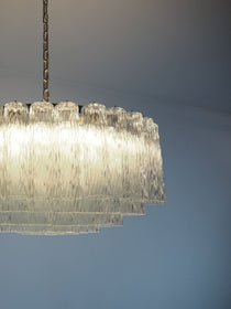 Murano Glass Chandelier – 101 Tuber – Textured – Transparent