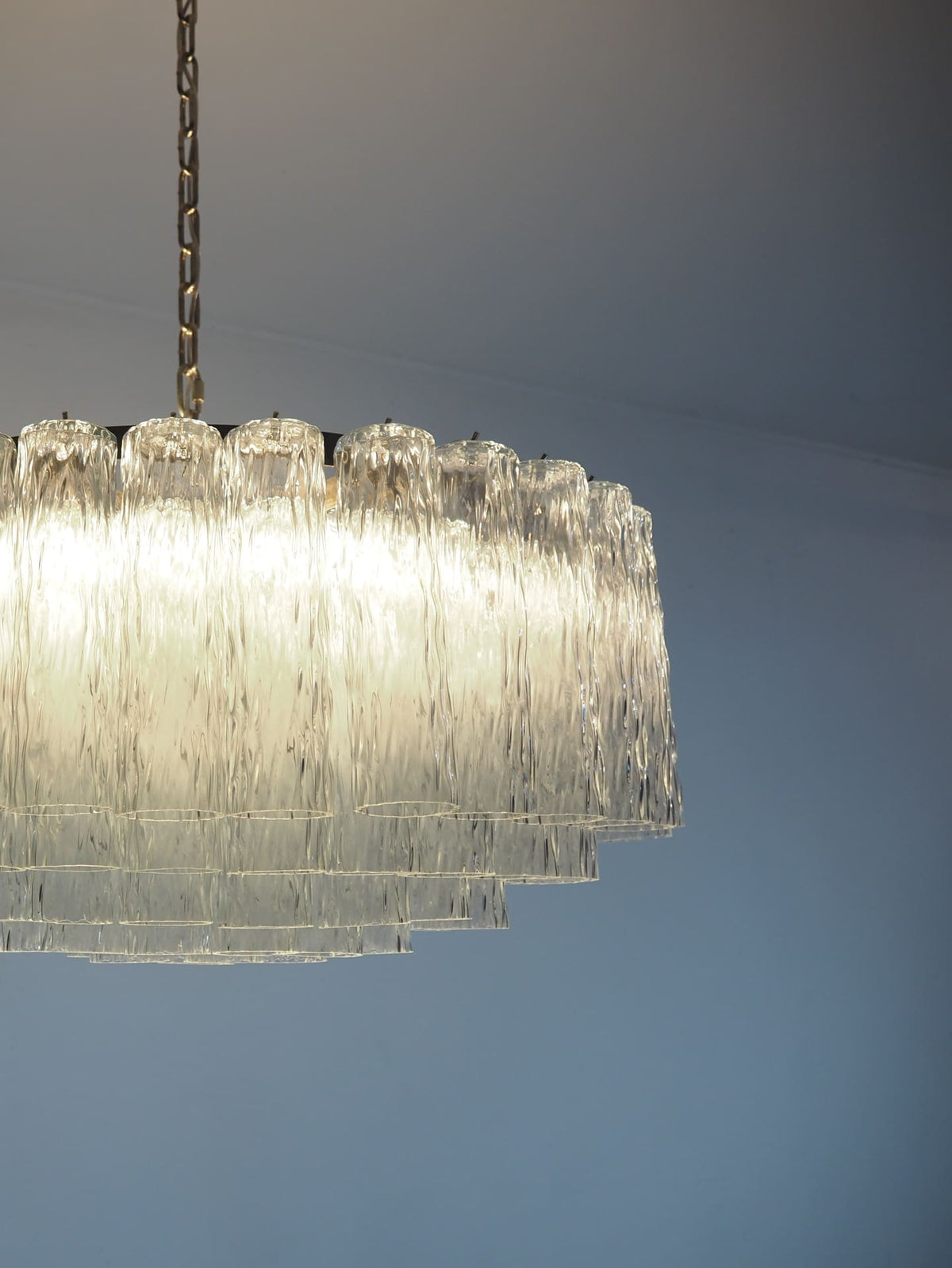 Murano Glass Chandelier – 101 Tuber – Textured – Transparent