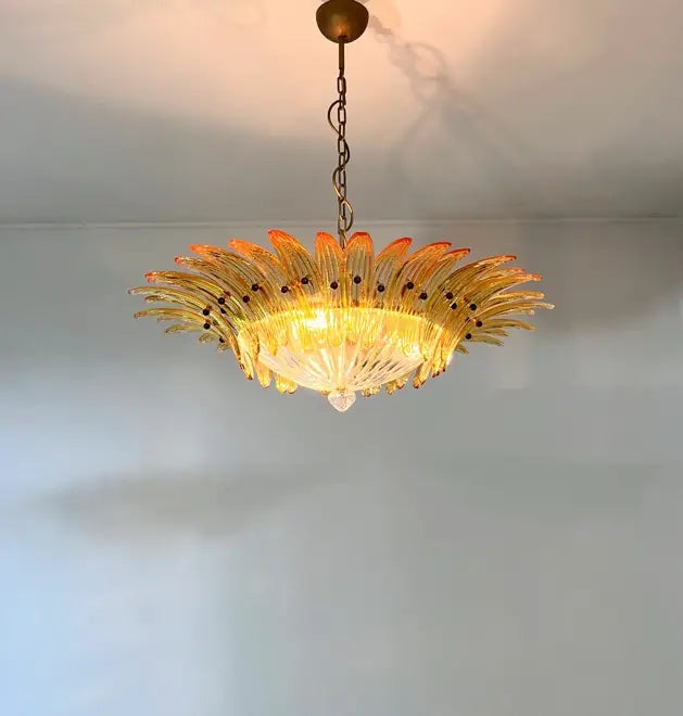 Murano Chandelier 36 Yellow Palmette Glass
